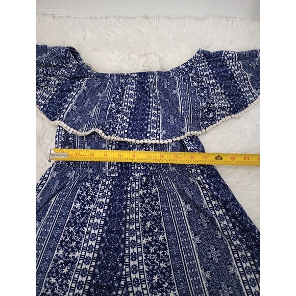 Rue21 Off  Shoulder Blue Flower Print Romper  Women’s Size Small - Picture 4 of 8